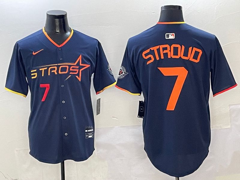 Men Houston Astros #7 Stroud Blue three generations Joint Name Nike 2025 MLB Jersey style 2->houston astros->MLB Jersey